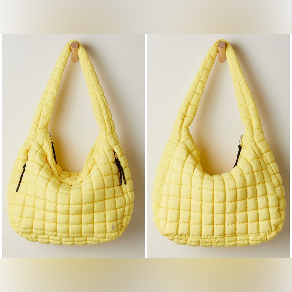 NWT Free People FP Movement Quilted Carryall Bag - sour citrus yellow - One Size - Picture 1 of 8